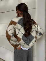 Autumn Collection : Cardigan Femme Gilet Carreaux in van Seroa