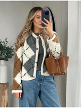 Autumn Collection : Cardigan Femme Gilet Carreaux in van Seroa
