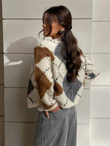Autumn Collection : Cardigan Femme Gilet Carreaux in Checkered van Seroa
