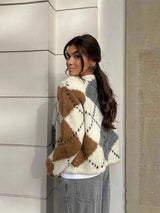 Autumn Collection : Cardigan Femme Gilet Carreaux in van Seroa