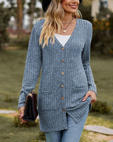 Cardigans pour femmes : Gilet sans Manche Femme Longues in Bleu van Seroa