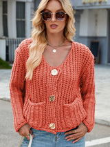 Gilets pour femmes : Cardigan Femme Pull Col Rond in Orange van Seroa