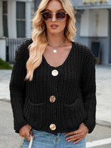 Gilets pour femmes : Cardigan Femme Pull Col Rond in Noir van Seroa