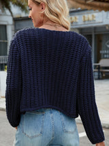 Gilets pour femmes : Cardigan Femme Pull Col Rond in Bleu foncé van Seroa