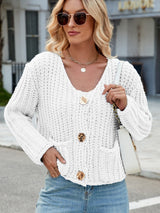 Gilets pour femmes : Cardigan Femme Pull Col Rond in Blanc van Seroa