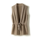 Autumn Collection : Gilet sans Manche Femme Laine in Chameau van Seroa