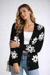 Cardigans pour femmes : Gilet sans Manche Femme Floral in Noir van Seroa