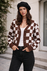 Cardigans pour femmes : Gilet sans Manche Femme in Marron van Seroa