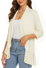 Pulls et gilets : Cardigan Femme Gilet Léger Pulls in Beige-blanc van Seroa