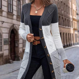 Cardigan : Cardigan Femme Gilet Long Color in Gris van Seroa