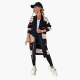 Cardigans pour femmes : Gilet sans Manche Femme Rayé in Noir van Seroa