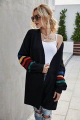Cardigans pour femmes : Gilet Femme Long à Manches Rayées Cardigans pour femmes in Noir van Seroa