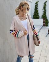 Cardigans pour femmes : Gilet Femme Long à Manches Rayées Cardigans pour femmes in Rose van Seroa