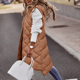 Autumn Collection : Gilet Long Femme avec Capuch Fermeture Éclair in Marron van Seroa