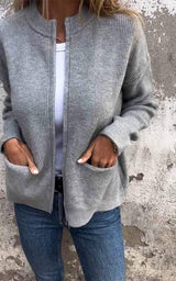 Cardigan : Cardigan Femme Décontracté Gilet Zippé in Gris van Seroa
