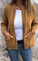 Cardigan : Cardigan Femme Décontracté Gilet Zippé in Marron van Seroa