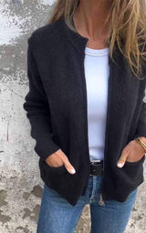 Cardigan : Cardigan Femme Décontracté Gilet Zippé in Noir van Seroa
