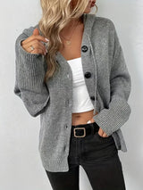 Cardigan : Cardigan Femme Boutonné Gilet Capuche in Gris van Seroa