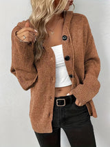 Cardigan : Cardigan Femme Boutonné Gilet Capuche in Marron van Seroa