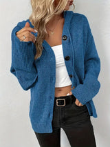 Cardigan : Cardigan Femme Boutonné Gilet Capuche in Bleu van Seroa