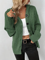 Cardigan : Cardigan Femme Boutonné Gilet Capuche in Vert van Seroa