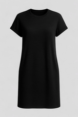 Dresses : Robe d'été Femme Casual en Coton Doux avec Poches, Col Rond et Manches Courtes in Néron van Seroa