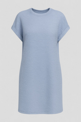Dresses : Robe d'été Femme Casual en Coton Doux avec Poches, Col Rond et Manches Courtes in Bleu clair van Seroa