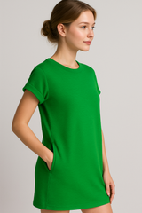 Dresses : Robe d'été Femme Casual en Coton Doux avec Poches, Col Rond et Manches Courtes in van Seroa