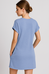 Dresses : Robe d'été Femme Casual en Coton Doux avec Poches, Col Rond et Manches Courtes in van Seroa