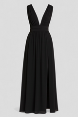 Dresses : Robe Élégante pour Femme en Soie Noire, Taglia M - Parfait pour les Cérémonies et les Fêtes in van Seroa
