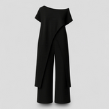 Outfit Sets : Ensemble Femme Élégant avec Top Crop et Pantalon Taille Haute - Tenue d'Été Décontractée in Néron van Seroa