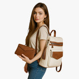 Bags : Grand Sac à dos pour Femme en Cuir Véritable Noir avec Compartiments pour le Travail et les Voyages in van Seroa