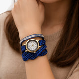 Montre Femme Élégante avec Bracelet Long en Cuir Véritable Noir - Style Unique
