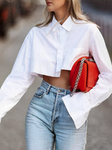 Chemises : Chemise Blanche Femme Coton Asymétrique in Blanc van Seroa