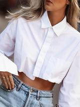 Chemises : Chemise Blanche Femme Coton Asymétrique in van Seroa