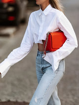Chemises : Chemise Blanche Femme Coton Asymétrique in van Seroa