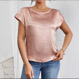 Chemises : Chemise Blanche Femme Manches Courtes Décontracté in Nude van Seroa