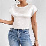 Chemises : Chemise Blanche Femme Manches Courtes Décontracté in Blanc van Seroa