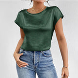 Chemises : Chemise Blanche Femme Manches Courtes Décontracté in Vert van Seroa