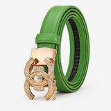 Women's Belt : Cintura Donna in Vera Pelle Nera - Lusso ed Eleganza, Vestibilità Perfetta in C-verde-1 van Seroa