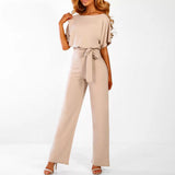 Combinaisons : Combinaison Pantalon Femme Coton Noir Élégante - Taille S à XL in Beige van Seroa
