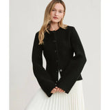 top blouses : Gilet sans Manche Femme Évasé Élégant Boutonné in Noir van Seroa