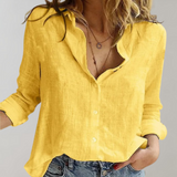 top blouses : Chemisier Femme Manches Longues Coton top blouses in Jaune van Seroa