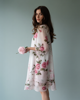 Dresses : Robe Femme Élégante en Chiffon Rouge avec Détails Pétale, Idéale pour les Cérémonies in Blanc+Blanc (Remise supplémentaire pour deux pièces) van Seroa