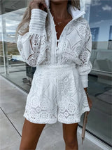 Vêtements pour femmes : Jupe Longue Femme Élégant Dentelle Midi in Blanc van Seroa