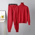 Ensembles pour femmes : Ensemble Femme Col Roulé Élégant Décontracté in Rouge Taille unique van Seroa