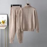 Ensembles pour femmes : Ensemble Femme Col Roulé Élégant Décontracté in Beige Taille unique van Seroa