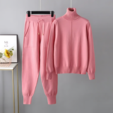 Ensembles pour femmes : Ensemble Femme Col Roulé Élégant Décontracté in Rose Taille unique van Seroa