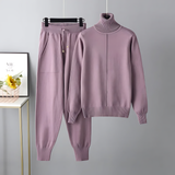 Ensembles pour femmes : Ensemble Femme Col Roulé Élégant Décontracté in Violet Taille unique van Seroa