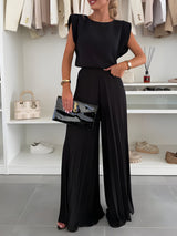 Tenues : Ensemble Femme Fluide 2 Pièces : Pantalon Large & Top Sans in Noir van Seroa